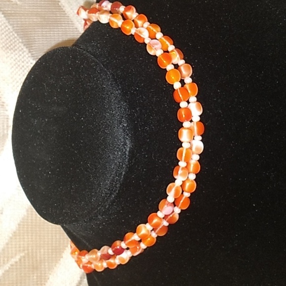 AMAZING 30 Inch Orange Agate Beaded Necklace - Picture 3 of 9